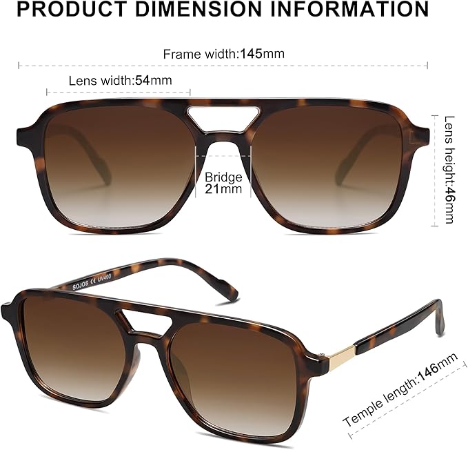 SOJOS Kacamata Aviator - tampilan 4